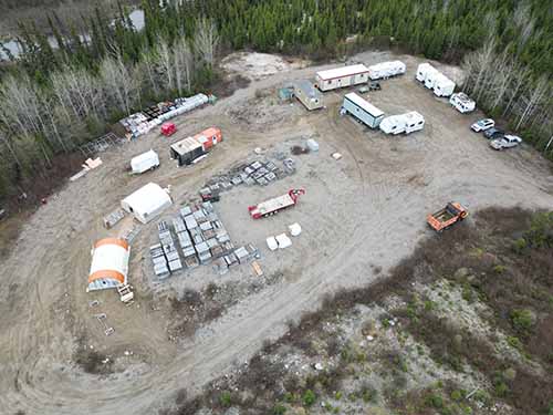 An aerial view of the MTM camp at Pomme.