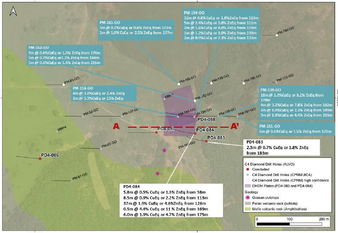 Drill and Geological plan of C4 prospect 