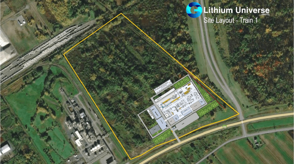 Lithium Universe proposes a Bécancour lithium refinery site location